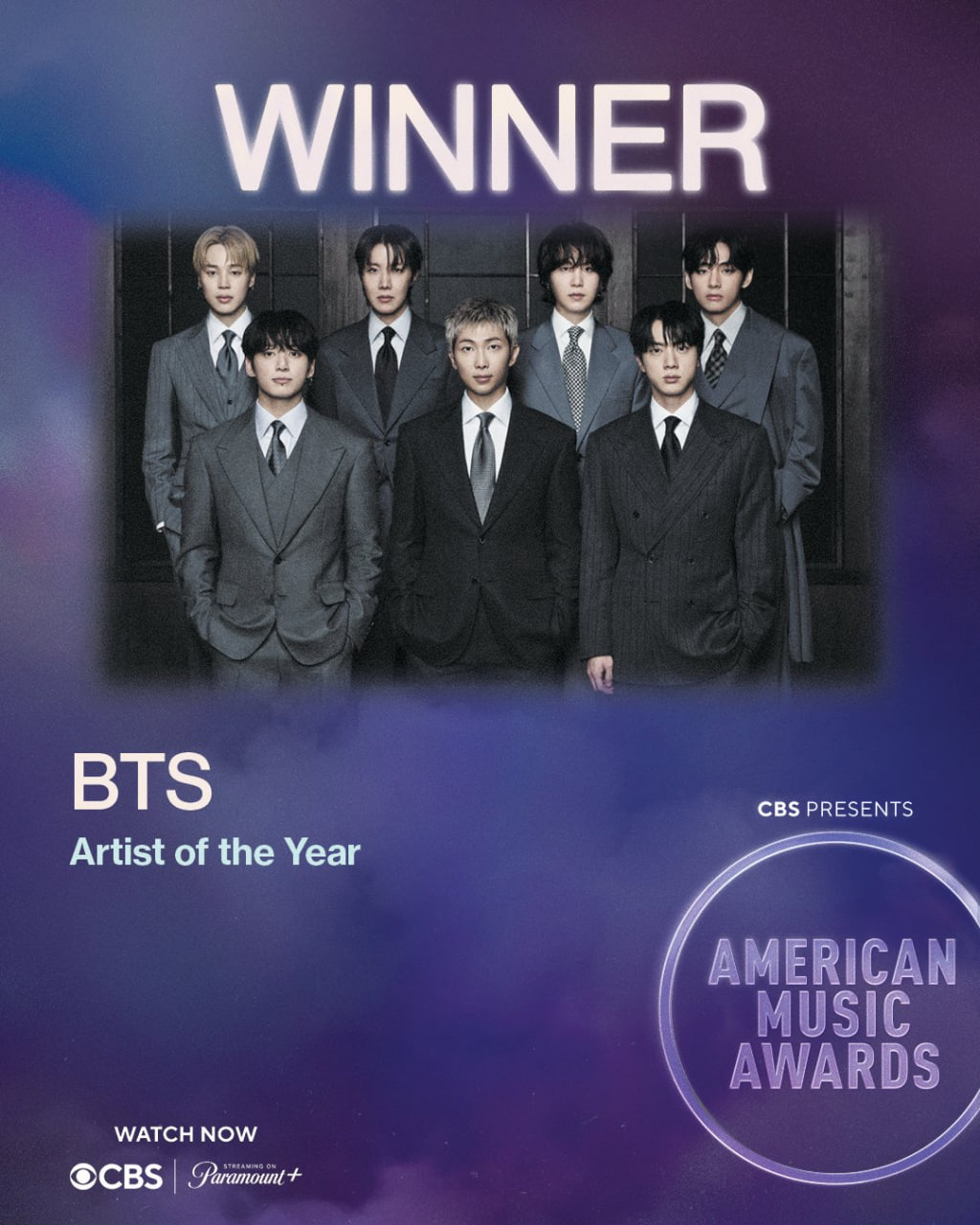   BTS tiếp tục làm nên lịch sử khi chính thức được xướng tên chiến thắng hạng mục Artist Of The Year  