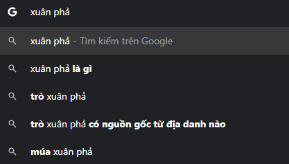 Các tìm kiếm liên quan đến trò Xuân Phả trên Google gần đây (Ảnh chụp màn hình)