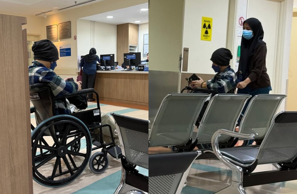 Sau phiên tòa, anh ngồi xe lăn đi bệnh viện cấp cứu khẩn vì bị chấn thương chân nặng. Ảnh: China Times.