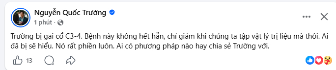 Quốc Trường vội lên tiếng đính chính để sự việc không bị hiểu lầm, bàn tán xa hơn 