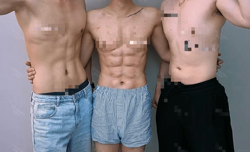 Nam Tiktoker (ở giữa) cho rằng tạo hình thẩm mỹ bắt mắt hơn những người luyện tập xung quanh mình