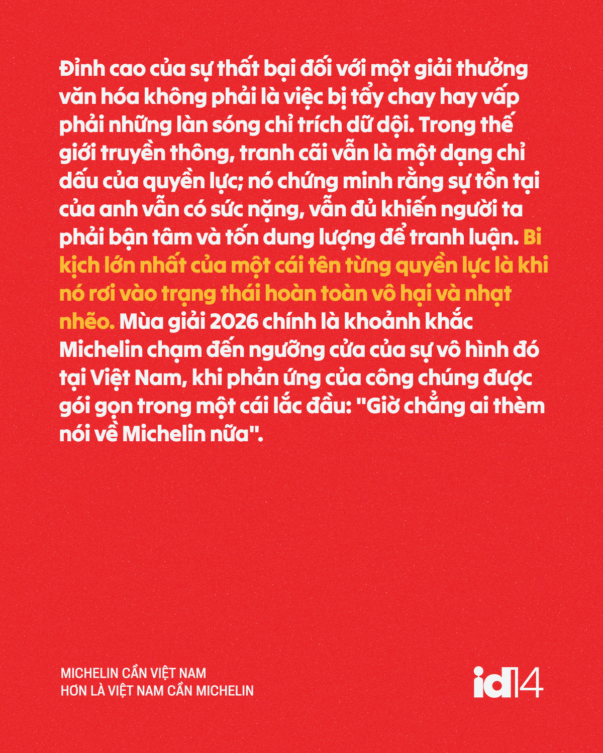 Michelin cần Việt Nam hơn là Việt Nam cần Michelin