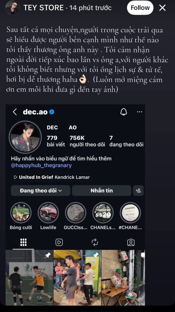 Chưa dừng lại ở đó, Trần Dương còn đăng status nói 