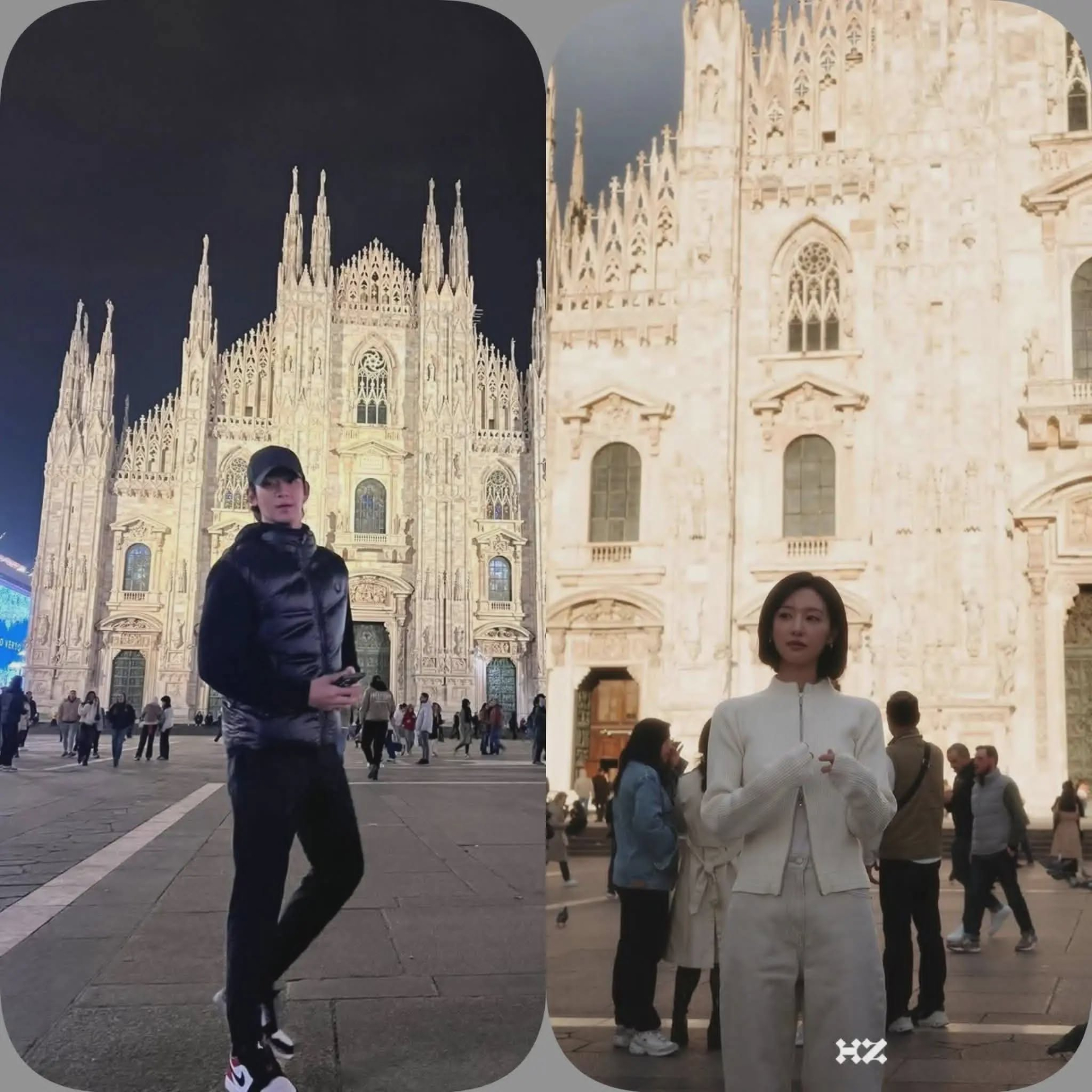 Hình ảnh Kim Soo Hyun - Kim Ji Won tạo dáng trước Nhà thờ chính tòa Milano đã gây xôn xao mạng xã hội mới đây, làm bùng lên nghi vấn 2 ngôi sao đang ở trong mối quan hệ hẹn hò yêu đương. Ảnh: X