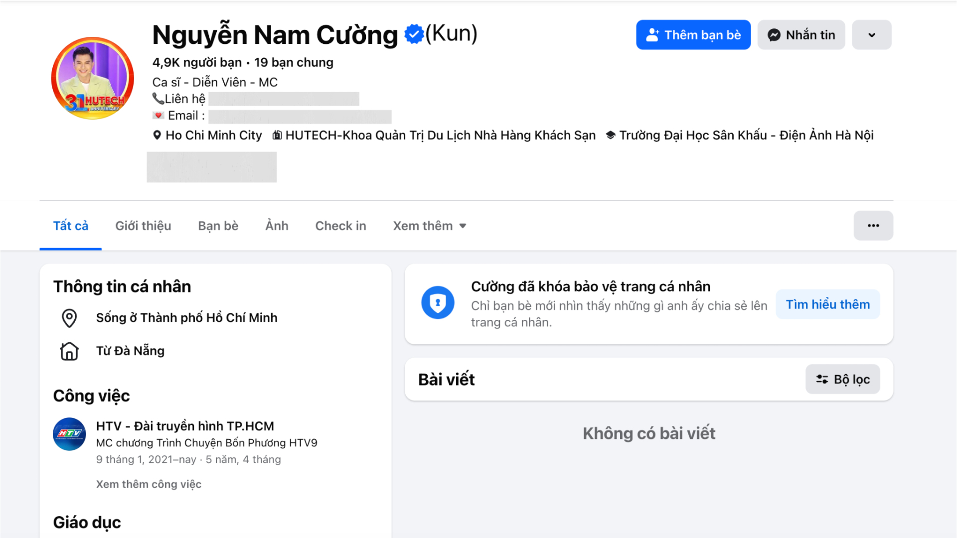 Nam Cường có động thái lạ khi bất ngờ khoá trang cá nhân