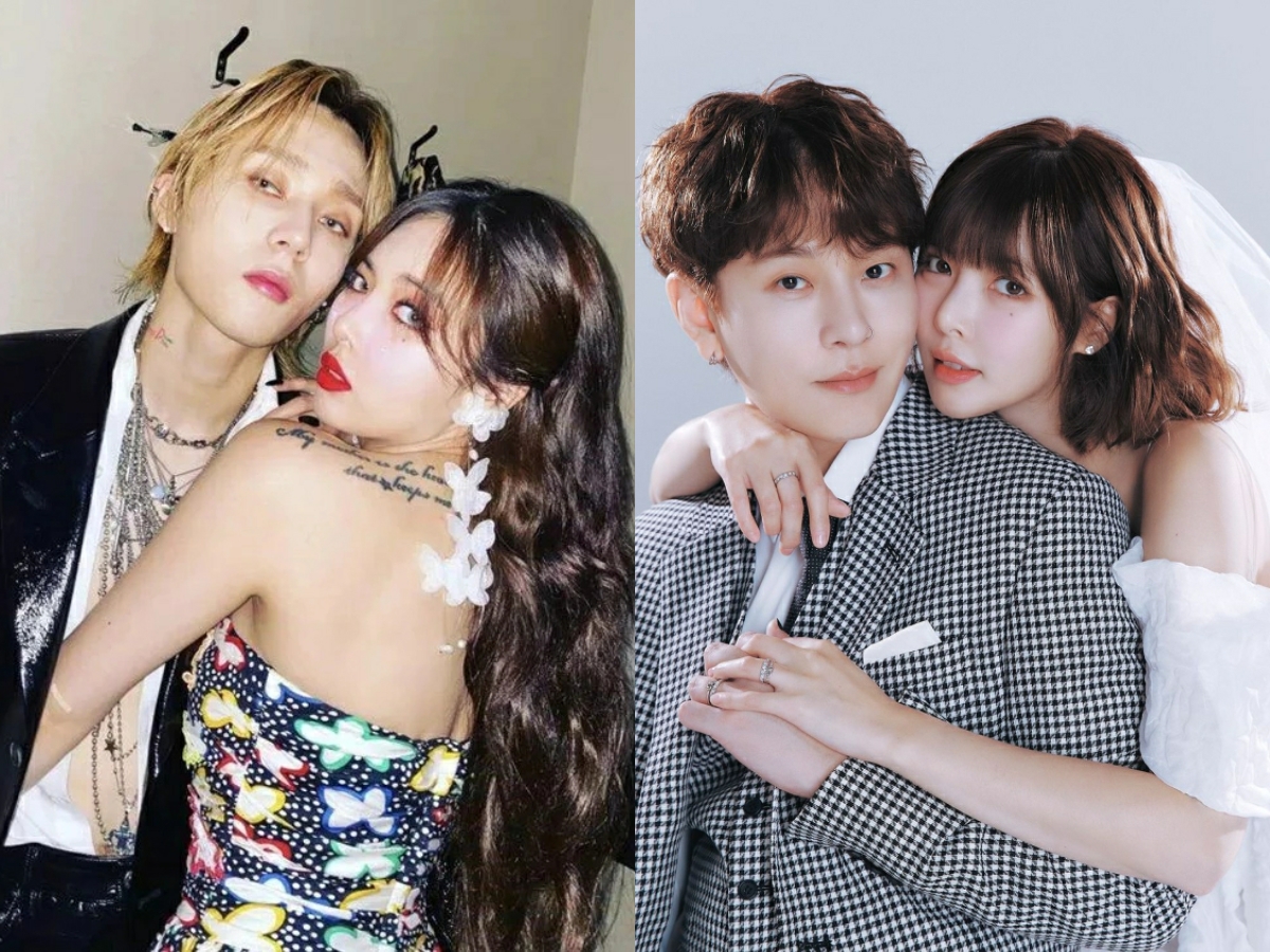 HyunA - DAWN từng gắn bó bên nhau suốt 6 năm (ảnh trái). Sau khi cho nhau lối đi riêng, HyunA đã nhanh chóng tuyên bố hẹn hò, kết hôn với Yong Junhyung. Ảnh: X
