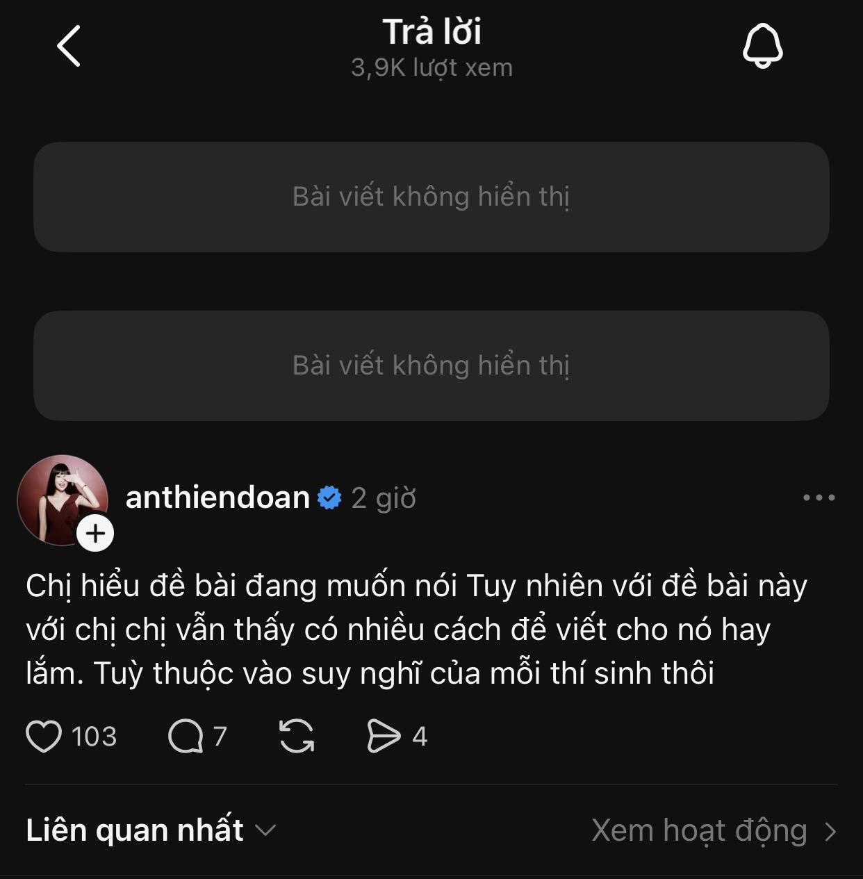 Nàng hậu xóa bài đăng trên Threads sau làn sóng phản ứng