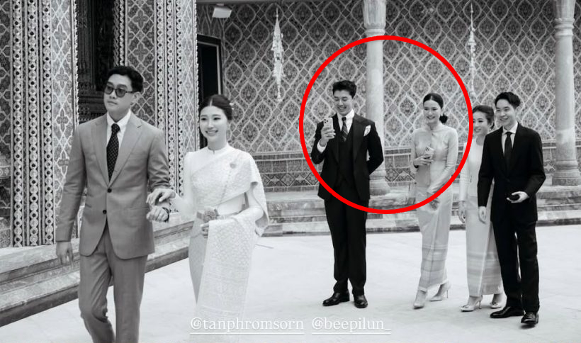 Nine Naphat sánh đôi cùng 1 mỹ nhân xinh đẹp tới đám cưới bạn thân. Ảnh: IGNV