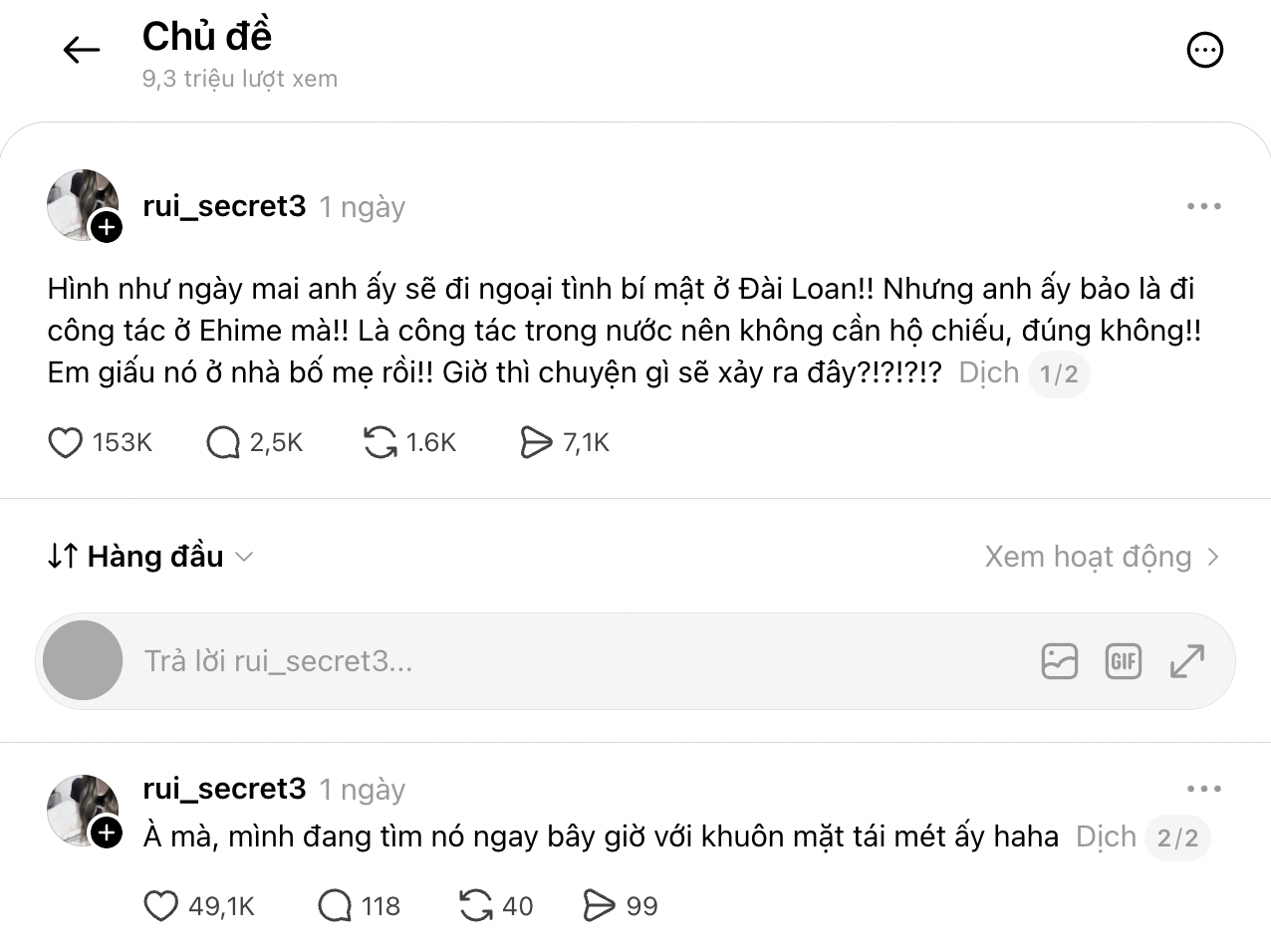 Bài đăng có 9,3 triệu lượt xem sau hơn 1 ngày đăng tải (Ảnh chụp màn hình)