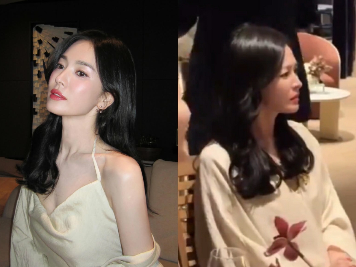 Dù là trong ảnh tự đăng (bên trái) hay ảnh bị tag, Song Hye Kyo đều khiến khán giả khó lòng rời mắt khỏi khung hình nhờ visual xinh đẹp, quyến rũ. Ảnh: IGNV, X