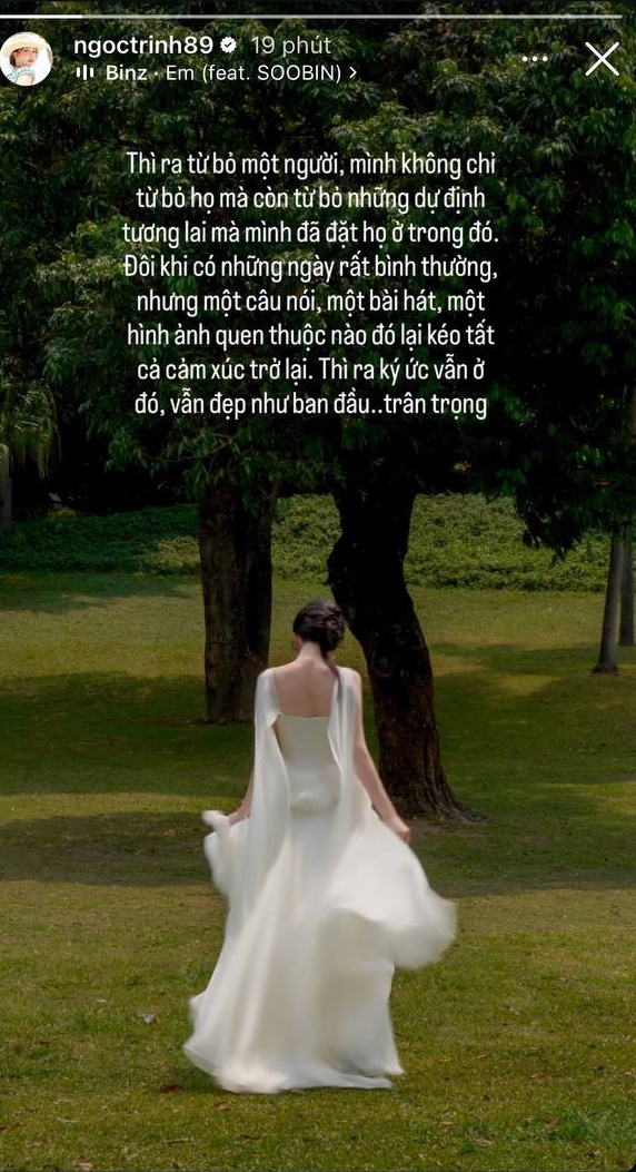 Dòng suy tư của Ngọc Trinh đăng tải cách đây không lâu bất ngờ bị nhắc lại