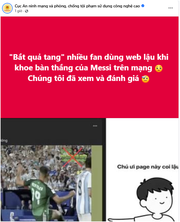 Cảnh báo nóng từ Cục An ninh mạng tới những người đang xem World Cup! Ảnh chụp màn hình