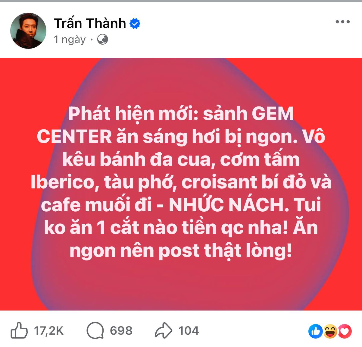 Vừa phát hiện ra chỗ ăn sáng mới, Trấn Thành lập tức gợi ý cho khán giả