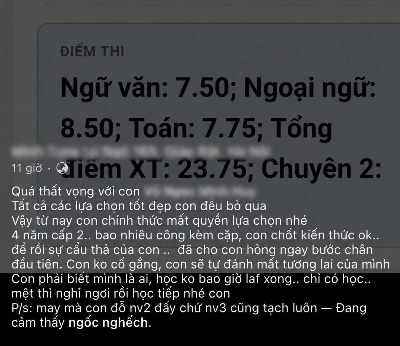 Bài đăng của một người cha với những câu chữ khiến người ta chạnh lòng thay đứa trẻ