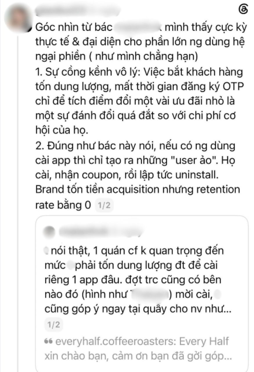 Every Half chính thức lên tiếng sau tranh cãi dừng thẻ tích điểm giấy và yêu cầu khách tải app