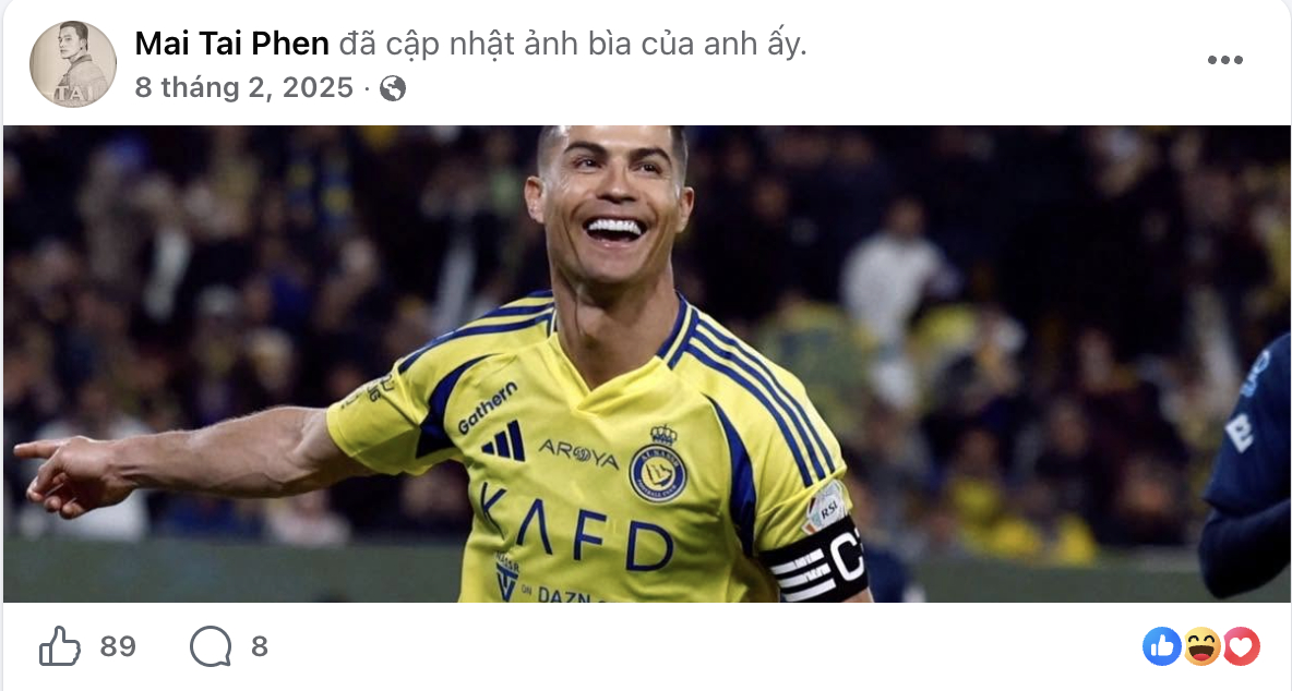 Nếu Mỹ Tâm yêu thích Messi thì Mai Tài Phến là fan chính hiệu của Ronaldo