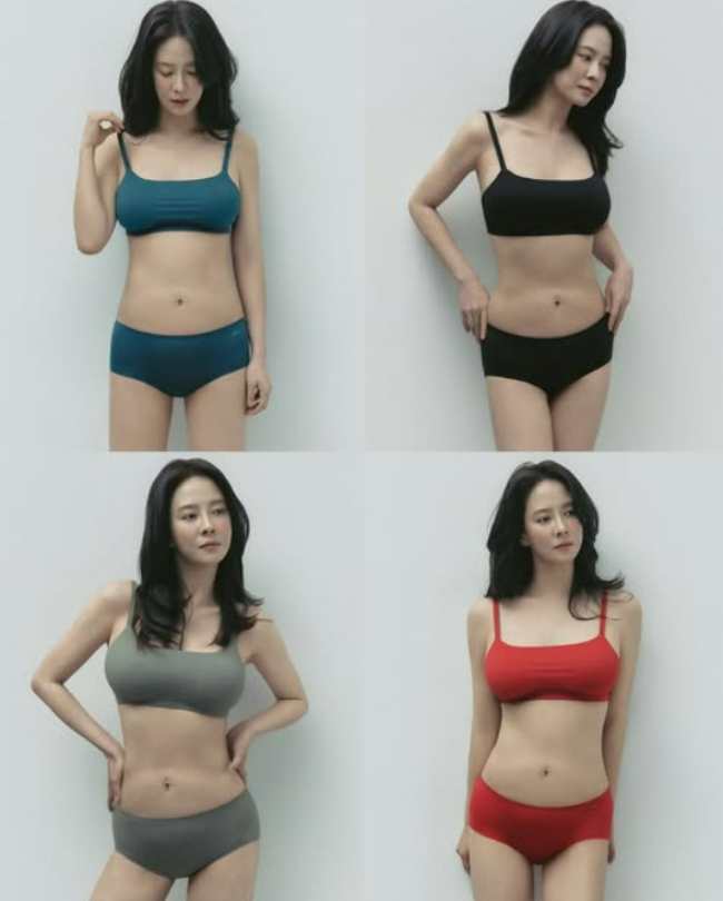 Nữ diễn viên sinh năm 1981 khiến công chúng không khỏi trầm trồ trước vòng eo nuột nà không chút mỡ thừa ở tuổi 45. Ảnh: Naver