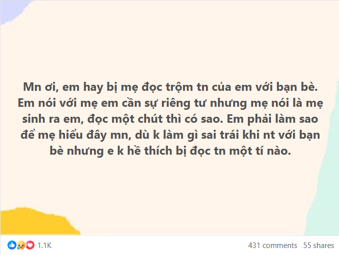 Chia sẻ của một học sinh TP.HCM được đăng tải trên mạng xã hội mới đây. (Ảnh chụp màn hình)