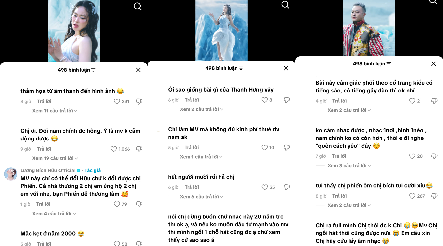 Khán giả để lại nhiều ý kiến trái chiều ngay dưới video Lương Bích Hữu đăng