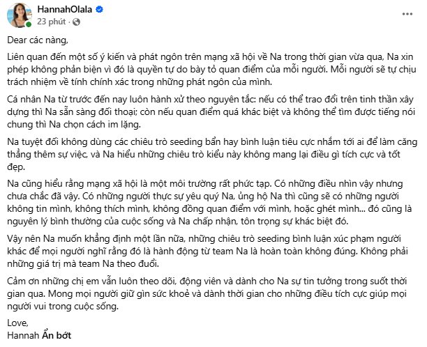 Bài đăng của Hannah Olala.