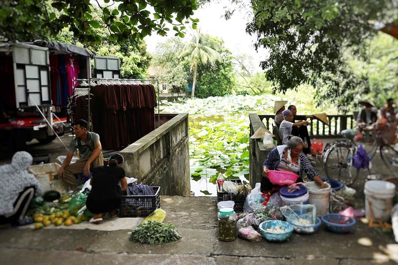   Nhịp sống tại làng Cựu rất bình dị, đậm chất một làng quê Bắc Bộ. Ảnh: Vietnamplus  