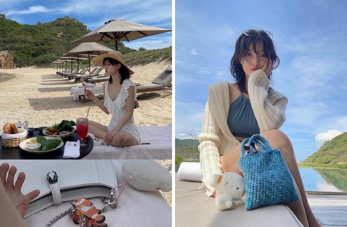 Kim Yoo Jung check-in bên bờ biển và hồ bơi tại Amanoi