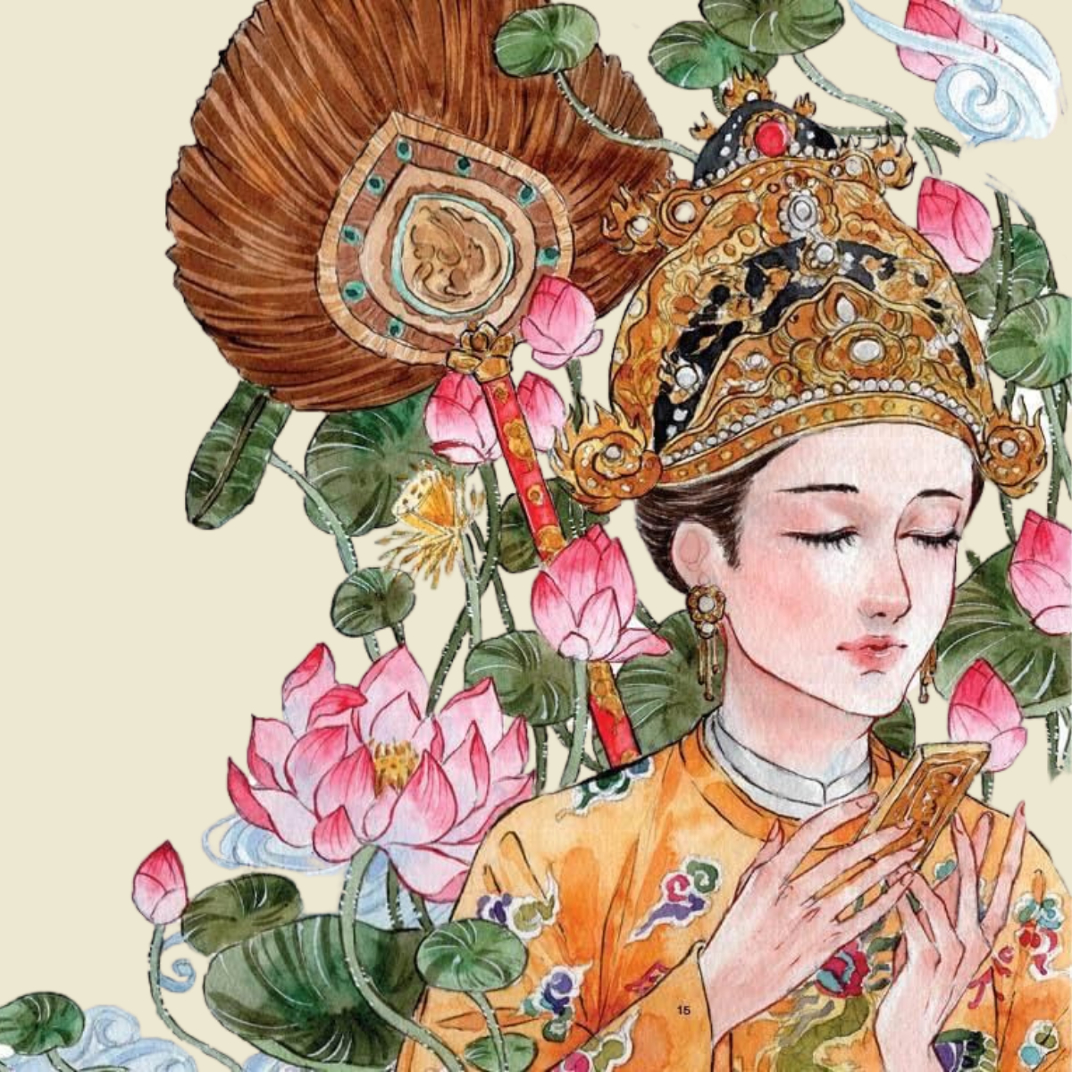 Ảnh minh họa thoi vàng - tín vật tình yêu của vua Gia Long và Thừa Thiên Cao hoàng hậu Tống Thị Lan. (Ảnh: Sái/ Nguyễn Dynasty - Việt Nam cổ phục)