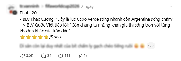 Một số bình luận của hai bình luận viên trong các trận đấu đang được netizen chia sẻ rôm rả, dành lời khen ngợi. Ảnh chụp màn hình.