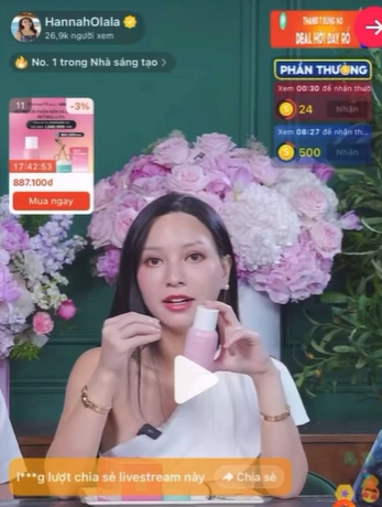 Hannah Olala cũng giới thiệu sản phẩm này trên livestream vào sáng 7/7 (Ảnh chụp màn hình)