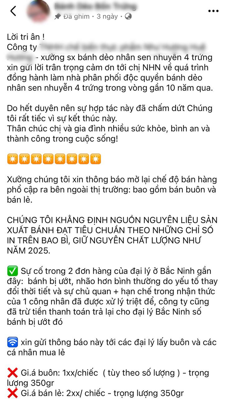 Thông báo mới từ xưởng sản xuất bánh dẻo 