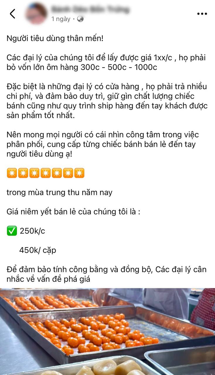 Thông báo giá bánh của xưởng ngày 14/7