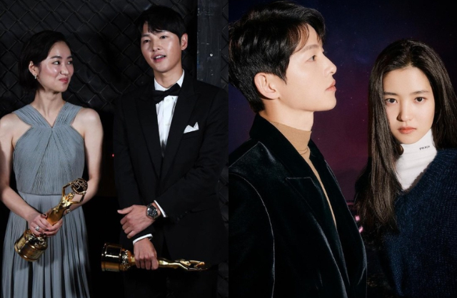 Trong lúc hẹn hò Katy Louise Saunders, Song Joong Ki vẫn không hề tiết chế hành động gây hiểu lầm với bạn diễn nữ như Jeon Yeo Bin hay Kim Tae Ri. Ảnh: X.