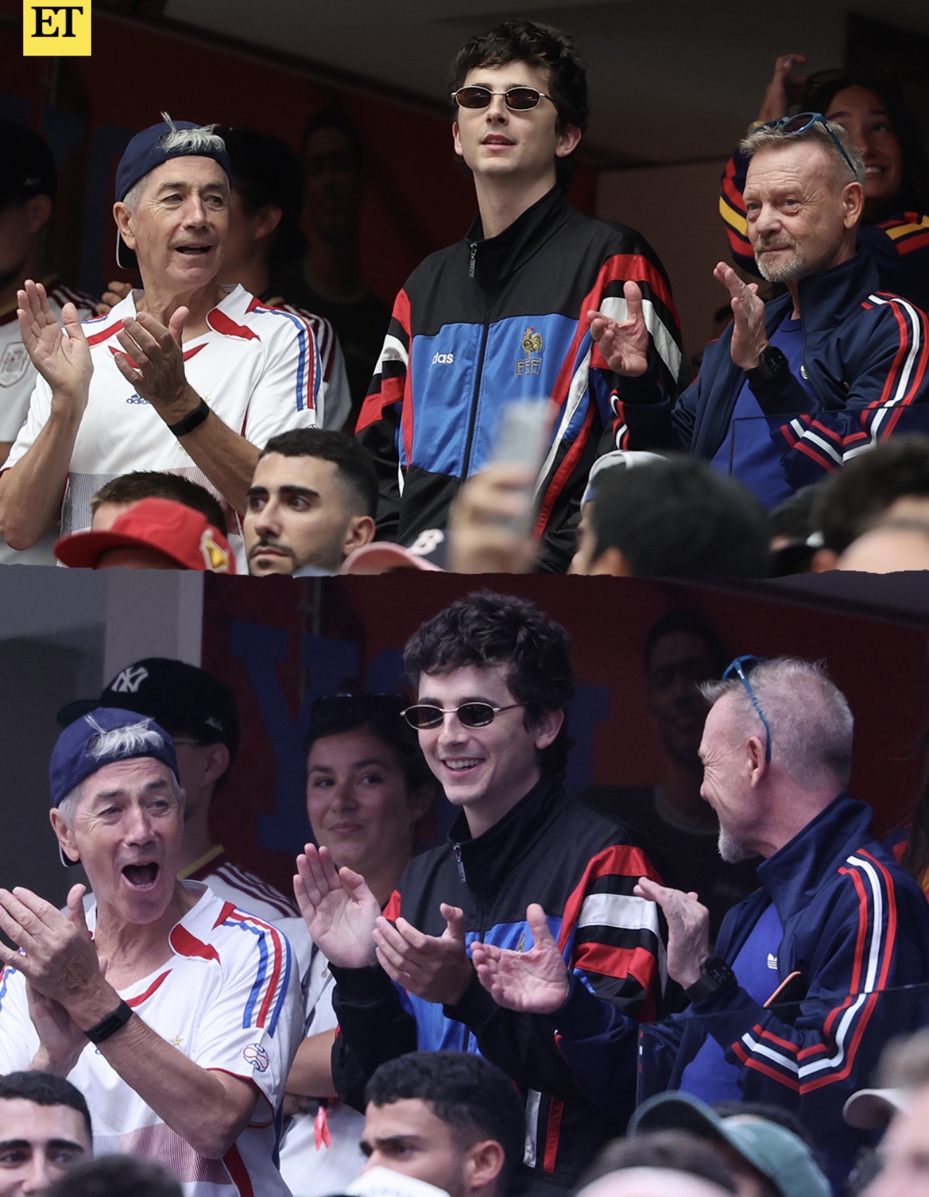Timothée Chalamet trở thành tâm điểm khi xuất hiện cùng cha là Marc Chalamet để cổ vũ đội tuyển Pháp.