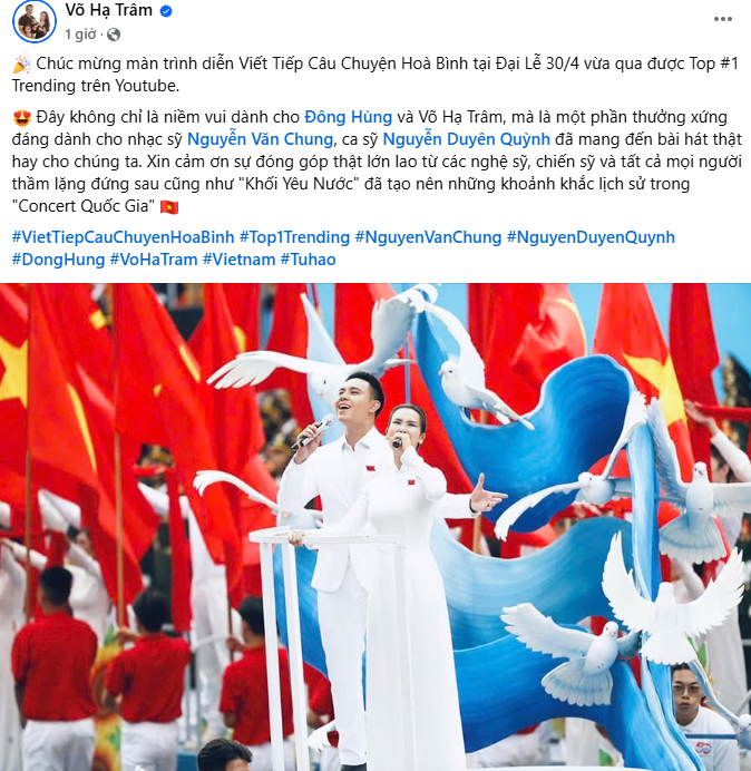 Màn trình diễn khi ấy đã nhanh chóng leo top 1 YouTube Trending Music Việt Nam