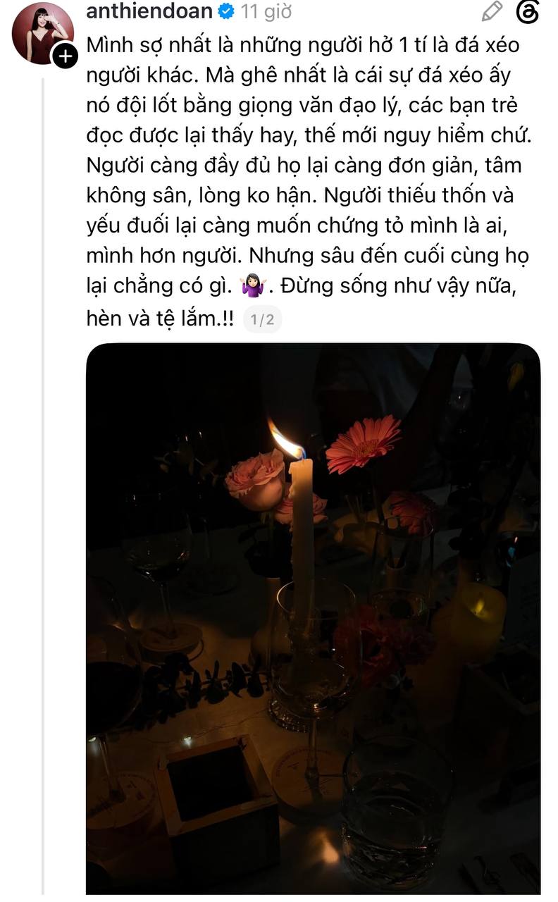 Ngay sau bài đăng của Minh Triệu, Thiên Ân cũng có động thái gây chú ý
