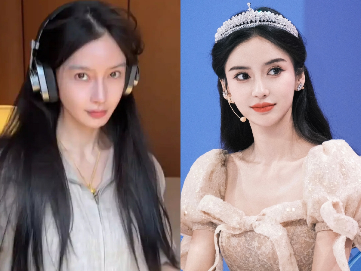 Mặt mộc Angelababy (bên trái) khiến cho nhiều khán giả cảm thấy vô cùng ngỡ ngàng vì trông khác xa so với dung mạo lung linh, đã qua trang điểm của nữ diễn viên tại các sự kiện ngày trước. Ảnh: Weibo