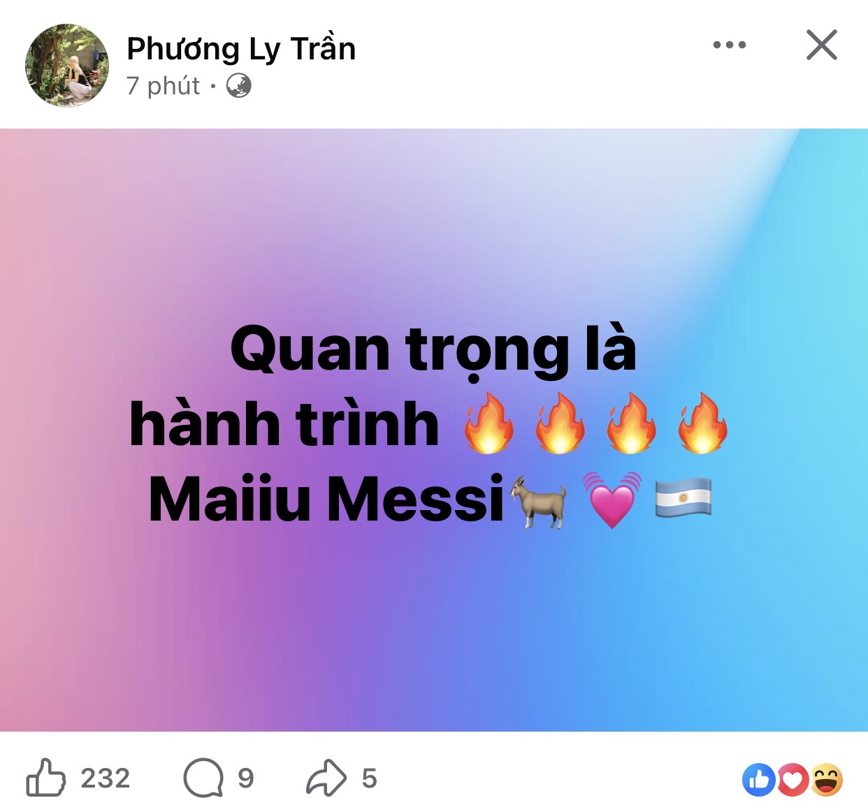 Fan girl của Messi là Phương Ly có bài đăng giữ trọn tình yêu với idol