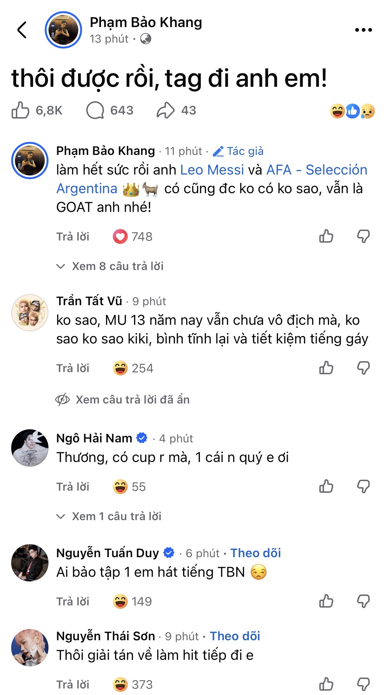 Dàn sao Việt tràn vào trang cá nhân của HURRYKNG, để lại loạt tương tác hài hước