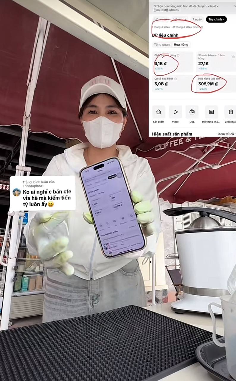 Nhiều người bất ngờ khi chị Phương chia sẻ rằng thu nhập cả tháng lên đến hơn 200 triệu, có tháng gần 300 triệu đồng. Nguồn: Phương Coffee