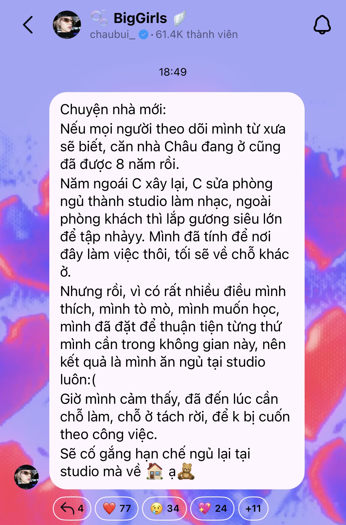 Châu Bùi lên tiếng về lý do dọn nhà