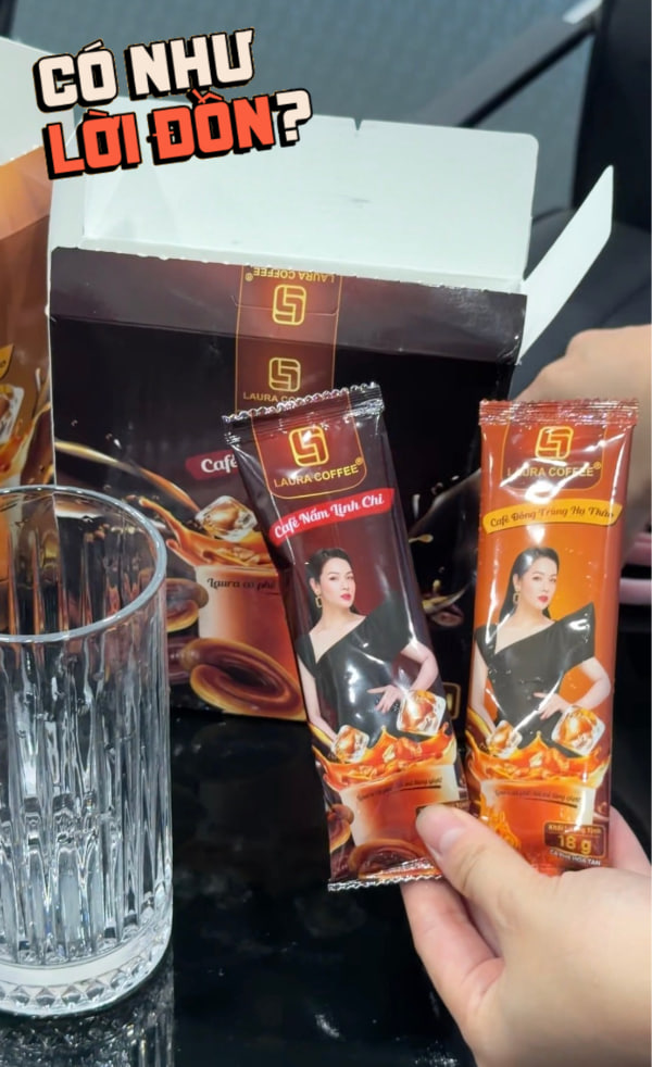 Pha 4 gói cà phê Laura của Nhật Kim Anh nhưng chả thấy linh chi hay đông trùng, độ sánh kẹo lại đến từ lượng đường khổng lồ!