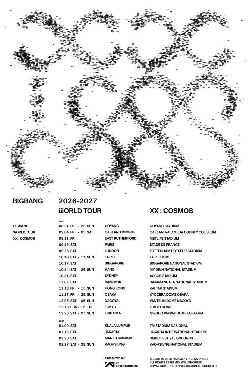 Lịch trình World Tour của BIGBANG tính đến hiện tại 