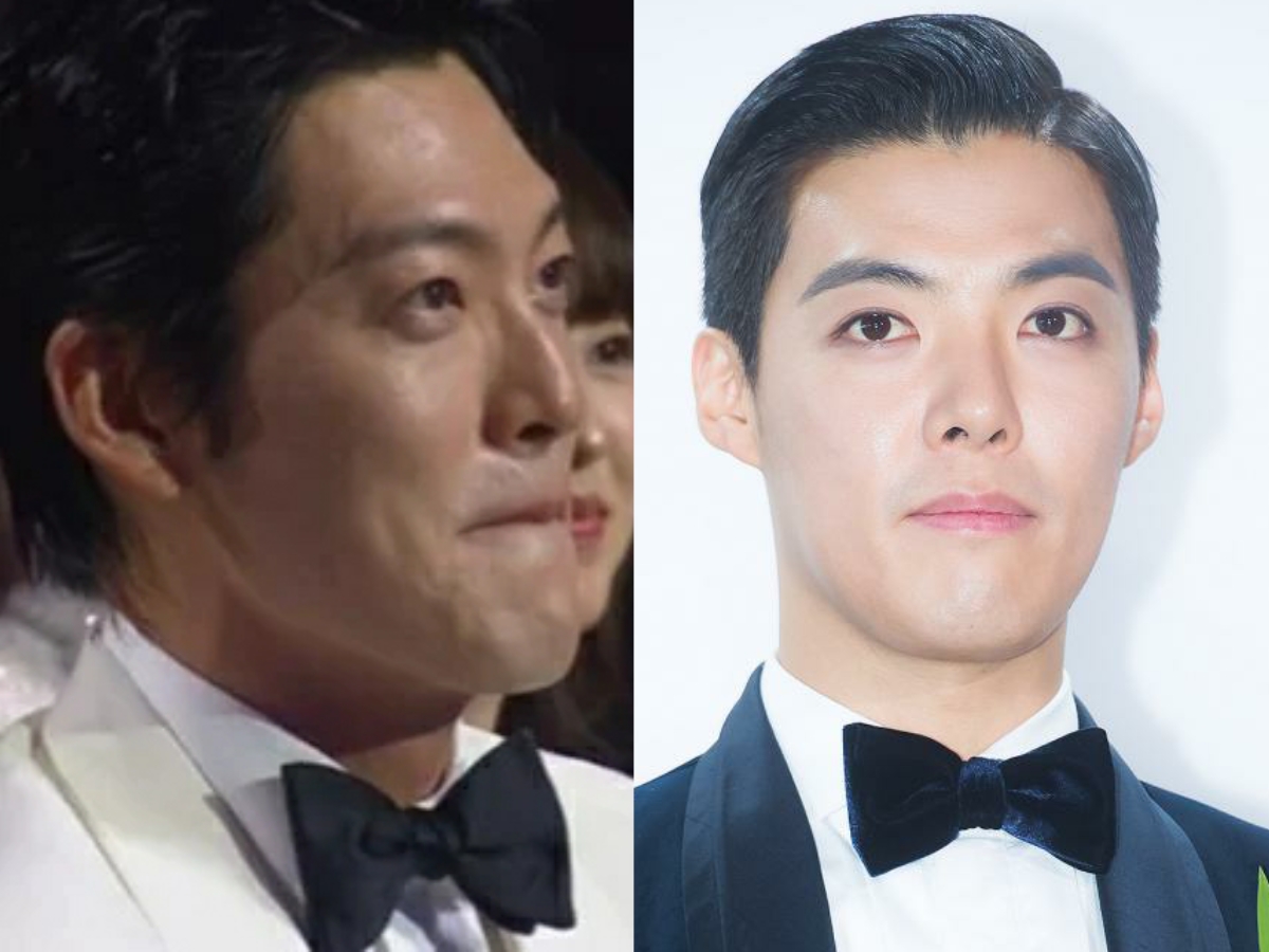 Kangnam (bên phải) bất ngờ được réo gọi trong màn “phát cẩu lương” của Kim Woo Bin - Shin Min Ah tại Rồng Xanh. Ảnh: Naver