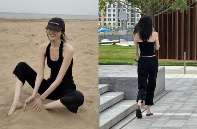 Một cư dân mạng từng tình cờ gặp Hà Tuệ tại Aranya cũng chia sẻ rằng ngoài đời cô sở hữu gương mặt cực nhỏ, làn da trắng đến mức nổi bật giữa đám đông. Dù chỉ nhìn thấy từ xa và không dám đến xin chụp ảnh, người này vẫn không giấu được sự choáng ngợp trước nhan sắc quá xinh đẹp của nữ siêu mẫu. Ảnh: Sina.
