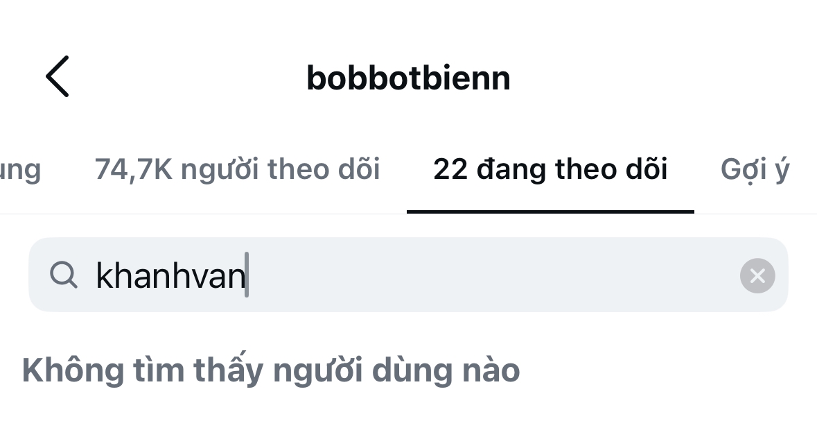 Bốp hủy follow Khánh Vân.