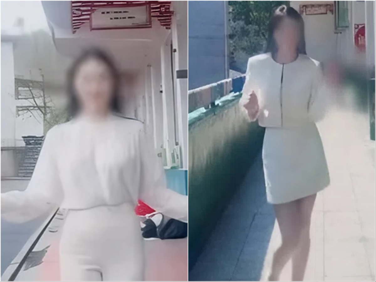 Video của cô giáo chủ yếu là các động tác múa được quay tại hành lang trường, sau giờ học sinh đã tan học