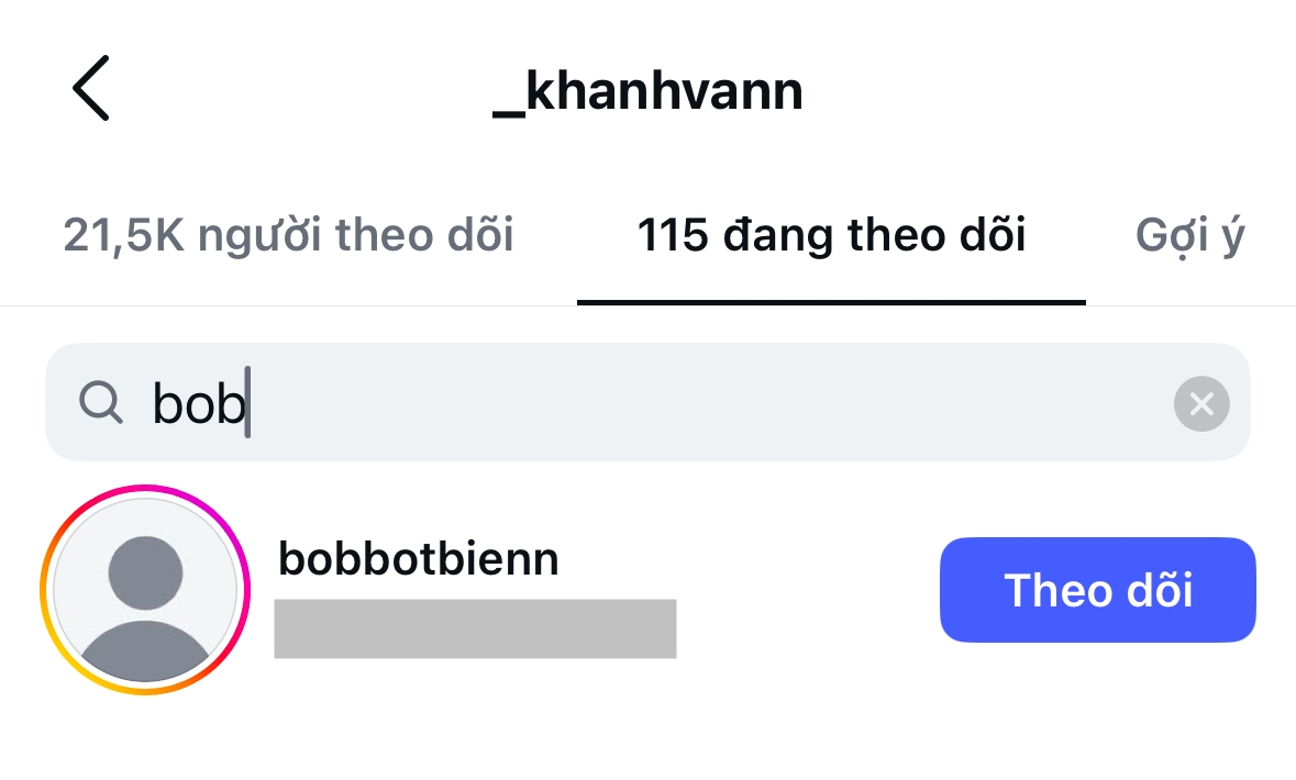 Khánh Vân vẫn giữ follow Bốp.