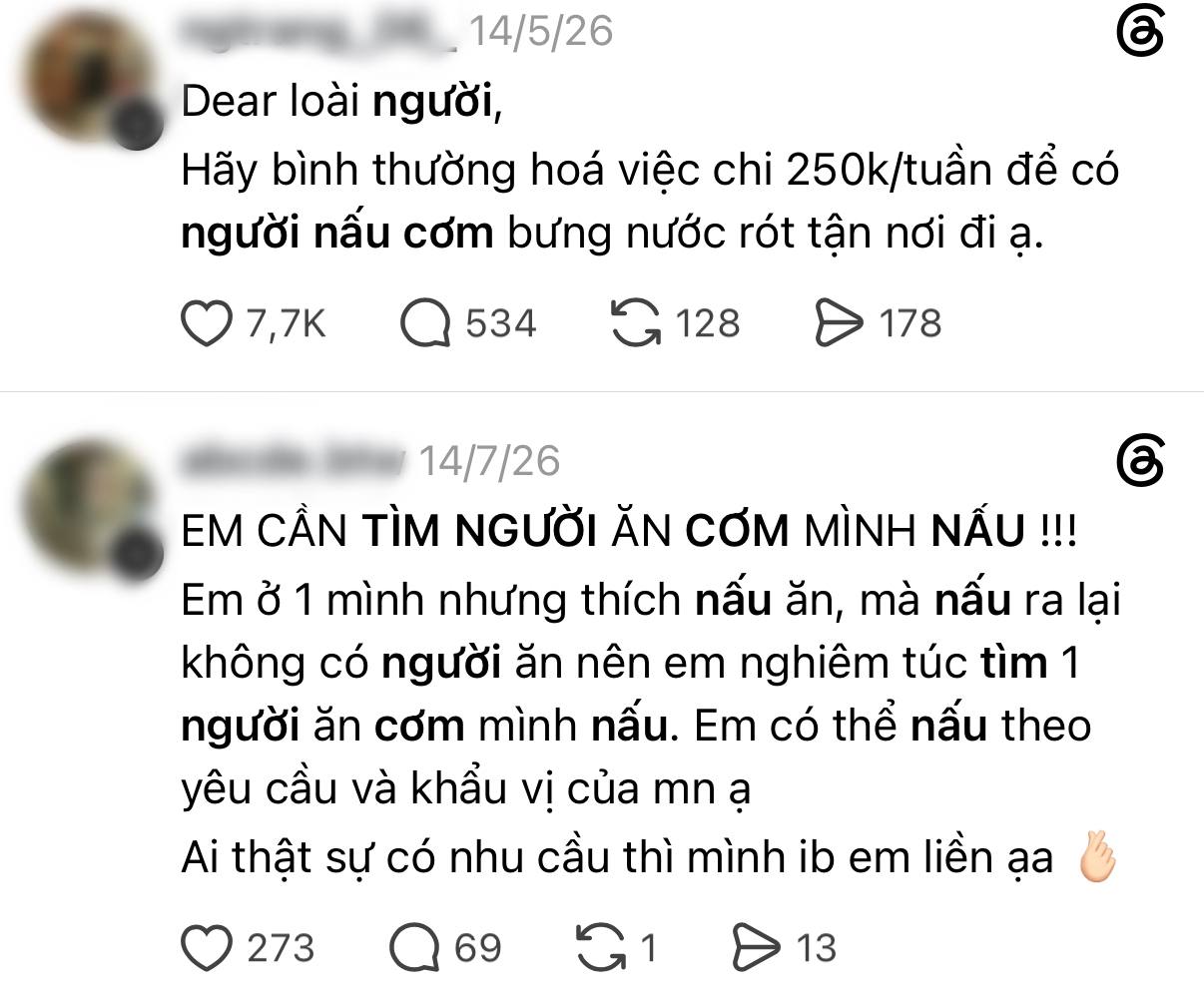 Dịch vụ nấu cơm hộ được giới trẻ săn tìm: “Hãy bình thường hóa việc chi 250.000 đồng 1 tuần để có người nấu cơm bưng nước tận nơi