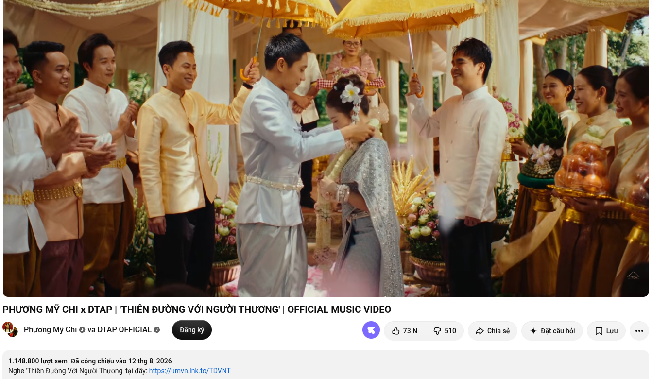 Tính đến 23h ngày 13/8, MV của Phương Mỹ Chi đã có hơn 1,1 triệu lượt xem