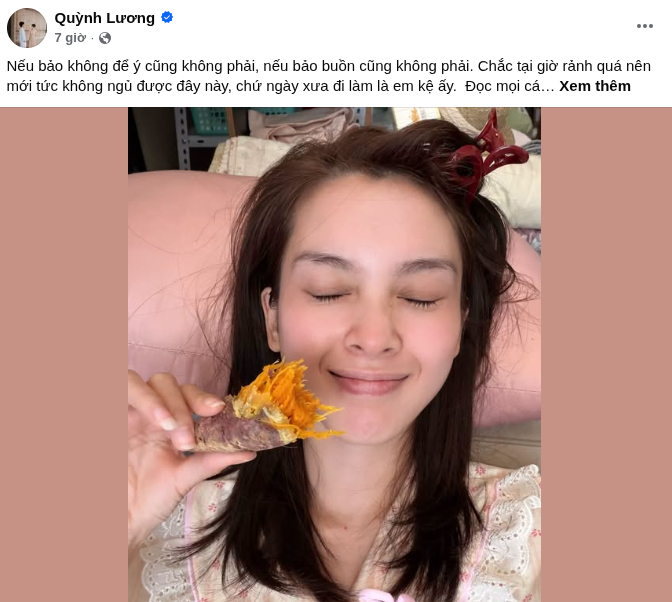 Quỳnh Lương liên tục đăng bài, cập nhật tình hình bản thân lên mạng xã hội. Ảnh chụp màn hình.